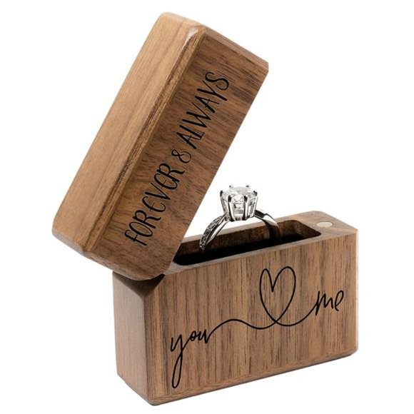 Engagement Ring Box for Proposal, Pocket Size (Forever and Always You and Me) - Picture 3 of 6